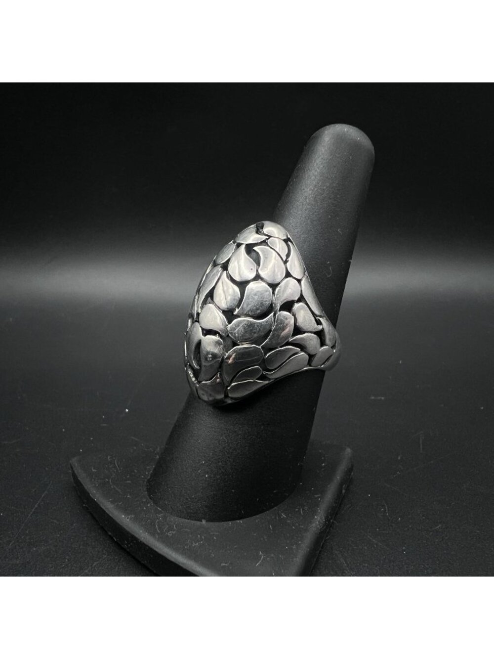 Vintage Sterling Silver Pebble Dome Ring Size 7.5 Chunky Sculptural Statement